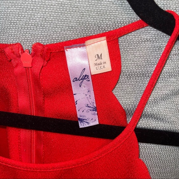 Red Dress with Scalloped Details - Picture 4 of 4